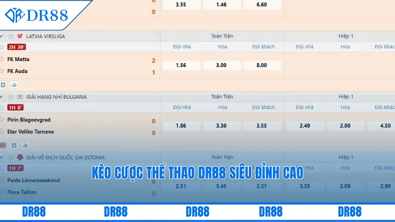 Kèo cược thể thao DR88 siêu đỉnh cao